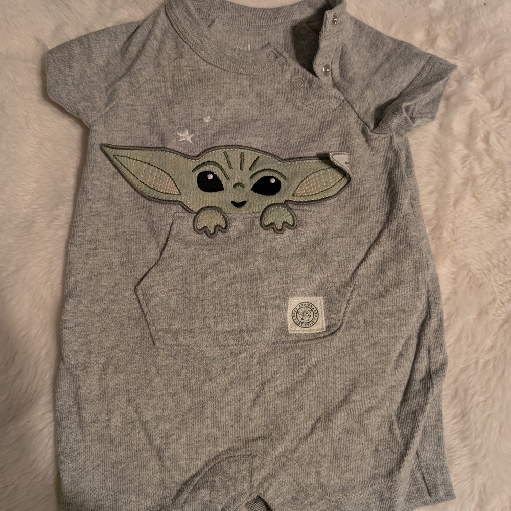 Gray Baby One Piece with Cute Character Design
